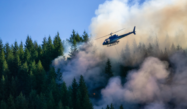 Spring 2022 Newsletter Header Image - Forest Fire Helicopter