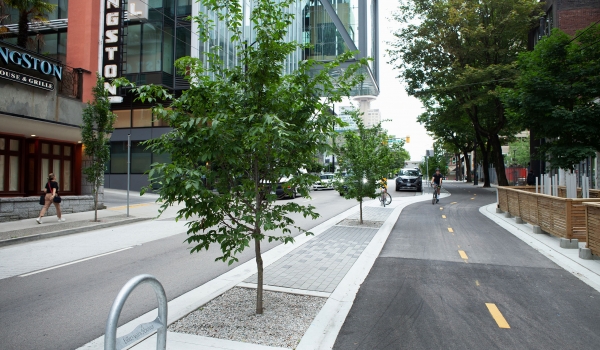 A rainwater tree tench on Richards St, in Vancouver. Credit: City of Vancouver Engineering.