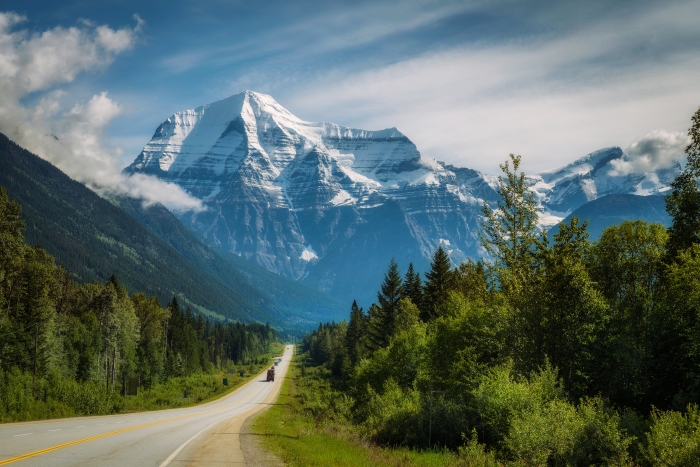 Yellowhead Highway in Mt. Robson Provincial Park with Mount Robson in the background credit miroslav_1, iStock.